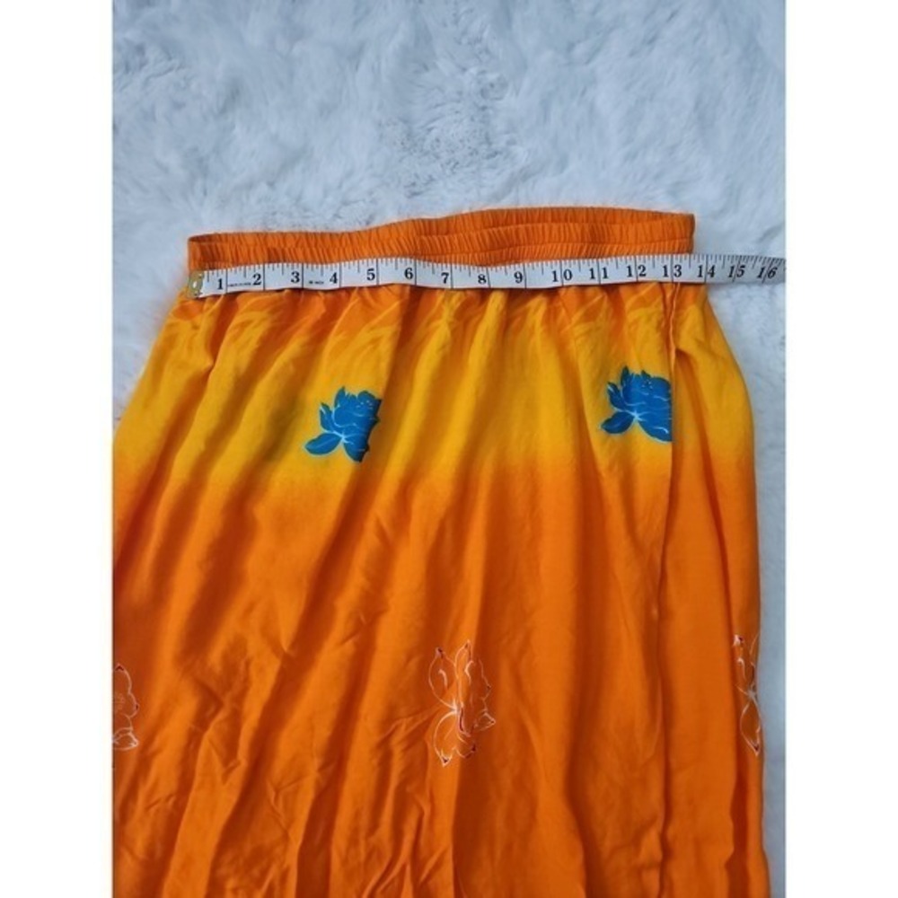 Tropical Floral 2 Piece Set Orange Yellow Blue Blouse and Maxi Skirt Outfit Y2K - Picture 3 of 12